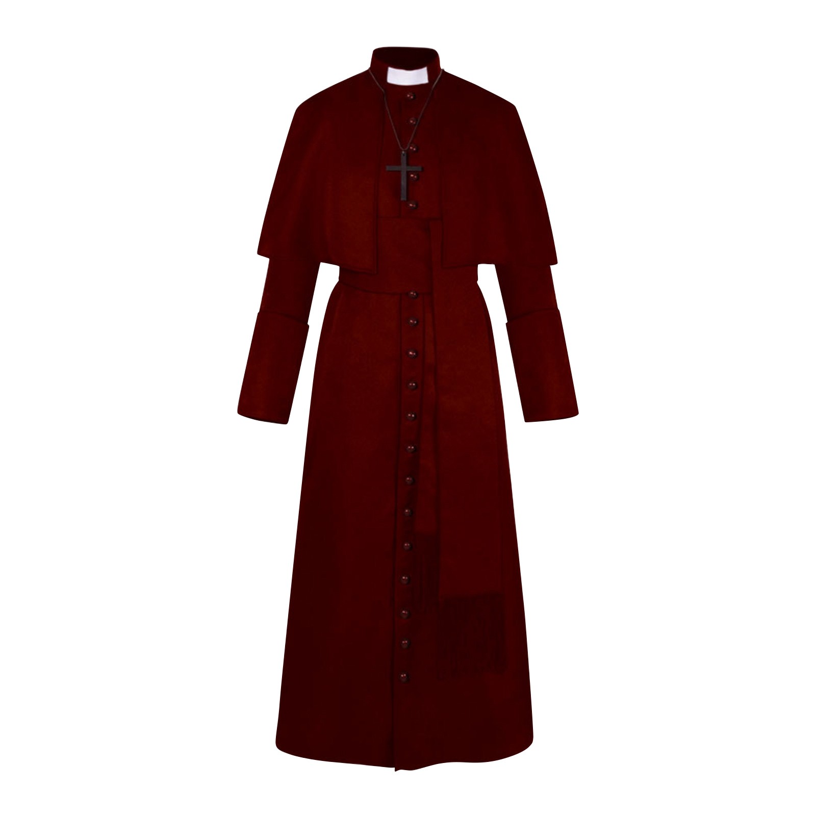 Medieval Priest Cosplay Costumes Long sleeve Monk Robe Witch Christ Cosplay Carnival Halloween Costumes for Women Adult: XXXL / Burgundy