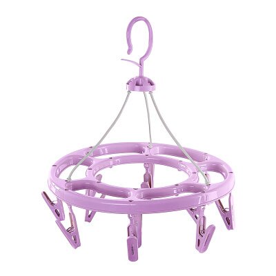 Multi-clips en plastique Portable salles de bains en tissu cintre avec Clips détachables pince à linge cintres chaussettes sous-vêtements séchage: 12Clips Purple