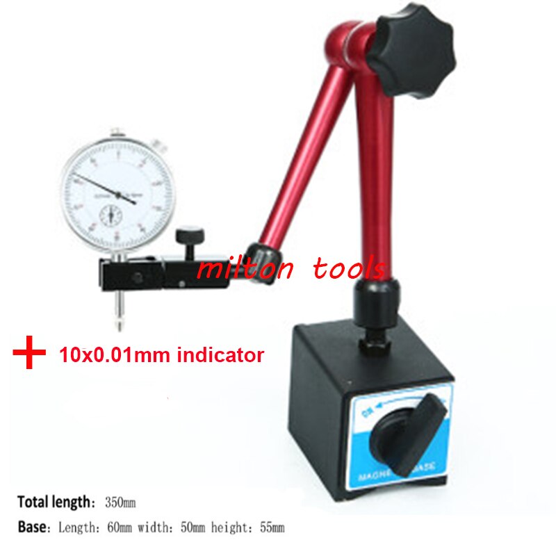 0-10mm Dial Indicator Universal Magnetic Stand Base Holder 0.8mm Dial Test Comparator For Equipment Calibration: Yellow