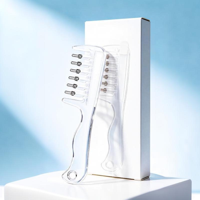 Unisex Liquid Built-In Essential Oil Massage Comb Transparent Scalp Applicator for All Hair Types Nourishing Care: green