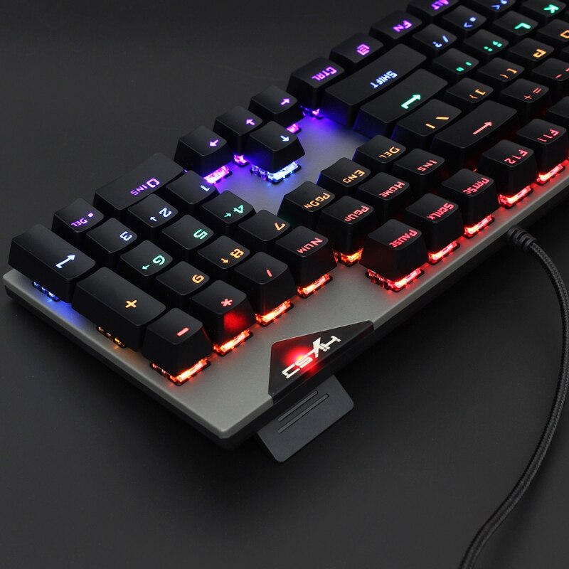 Mechanical Keyboard and Mouse Combo Gaming N-key Rollover Blue Switches Wired USB Keyboards Programmable Mouse (Black)