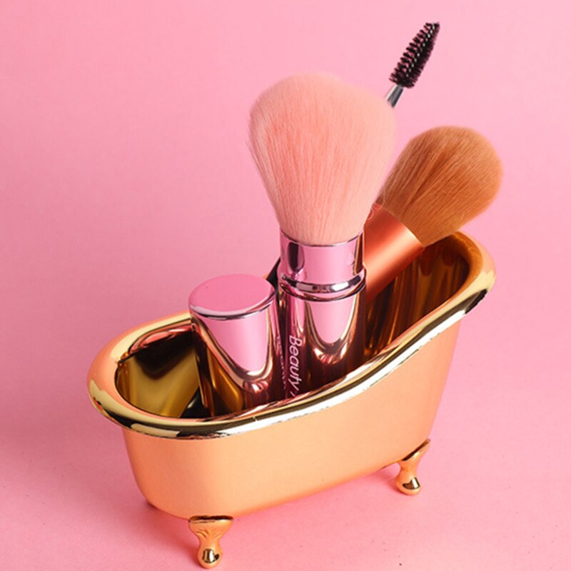 Makeup arrangør plast mini badekar sæbe smykker opbevaringsboks negle kiste holder desktop diverse opbevaringsetui