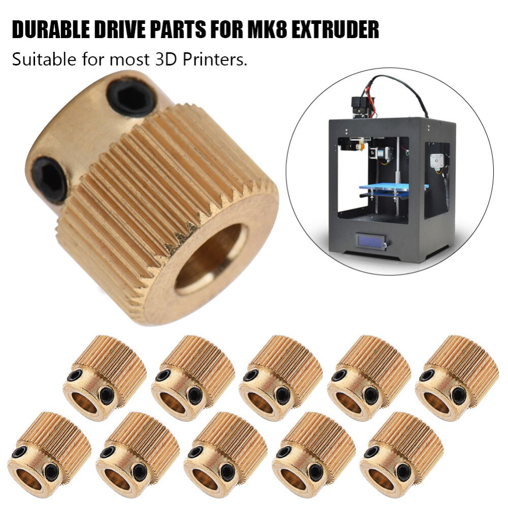 10Pcs Messing Drive Gear Voor MK7 MK8 Extruder 26/ 40 Tanden 3D Printer Accessoires Extruder Wiel drive Gear Extruder