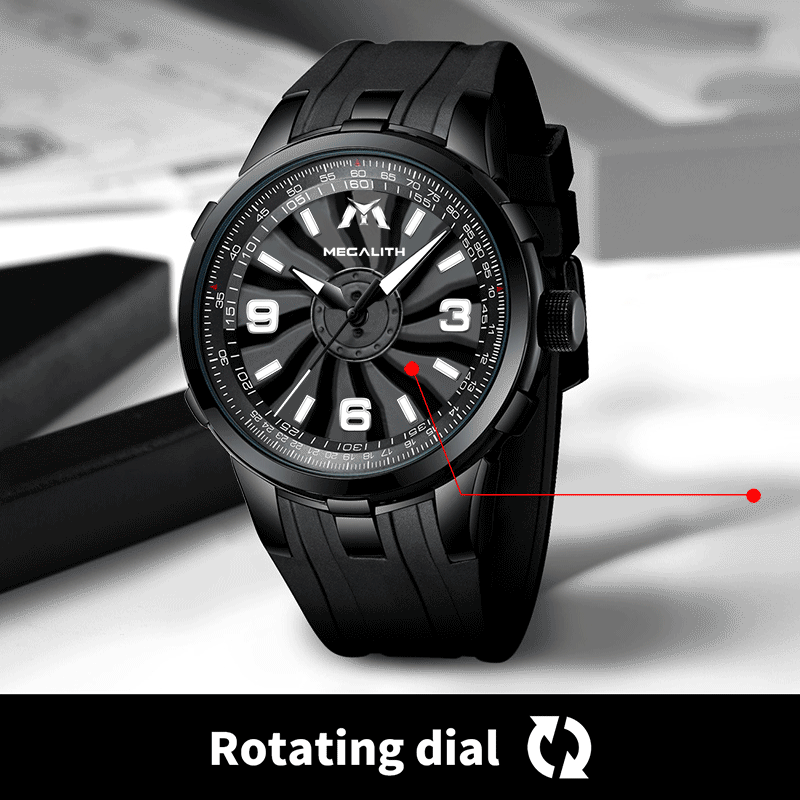 MEGALITH, relojes deportivos militares para hombres, relojes de cuarzo impermeables, relojes creativos para hombre con Dial de rotación de turbina, reloj Relogio Masculino