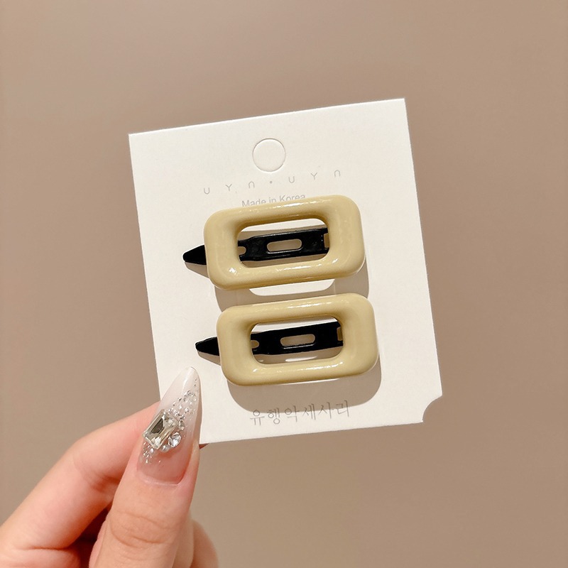 2Pcs Korean Style Hair Clips Simple All Match Light Weight Hairpin Morandi Color Square Hair Barrettes Girl Hair Accessories: Lavender