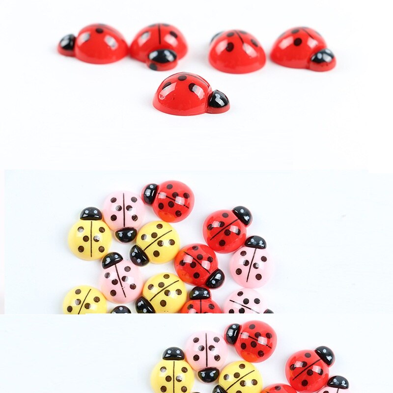 10Pcs/Set Resin Red Yellow pink ladybug Mini Craft Garden Ornaments Bonsai Micro Landscaping Home Decor Accessories Garden Decor