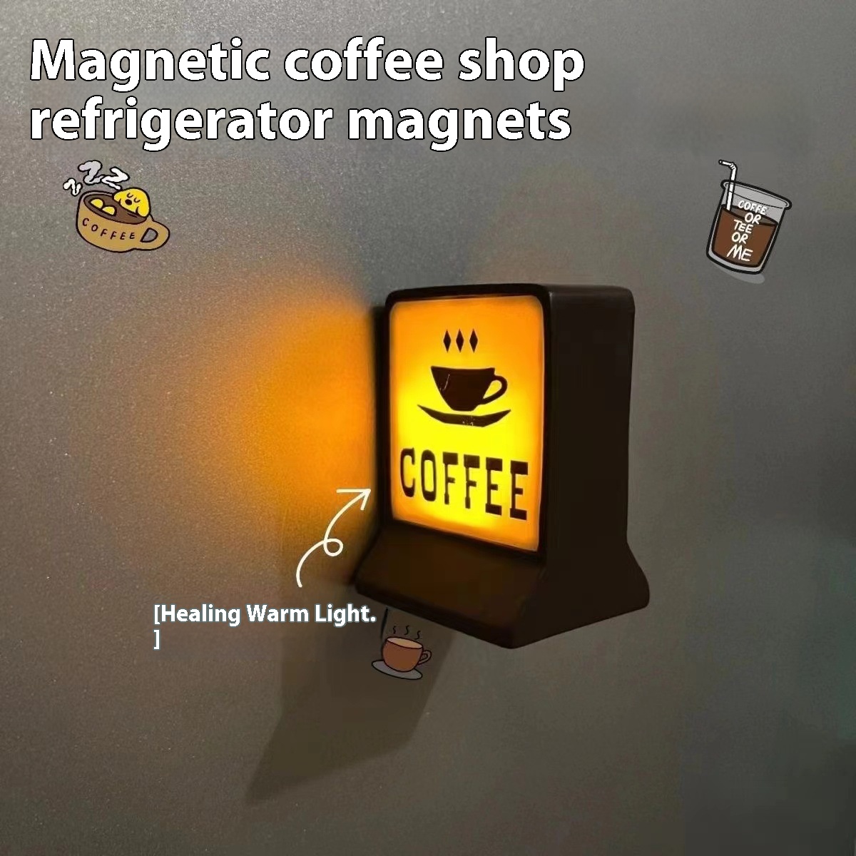 Lámpara de café, imanes para refrigerador, patrón de café, decoración del hogar, pizarra blanca, tablero de mensajes de fotos, decoración del hogar, pegatina magnética para nevera