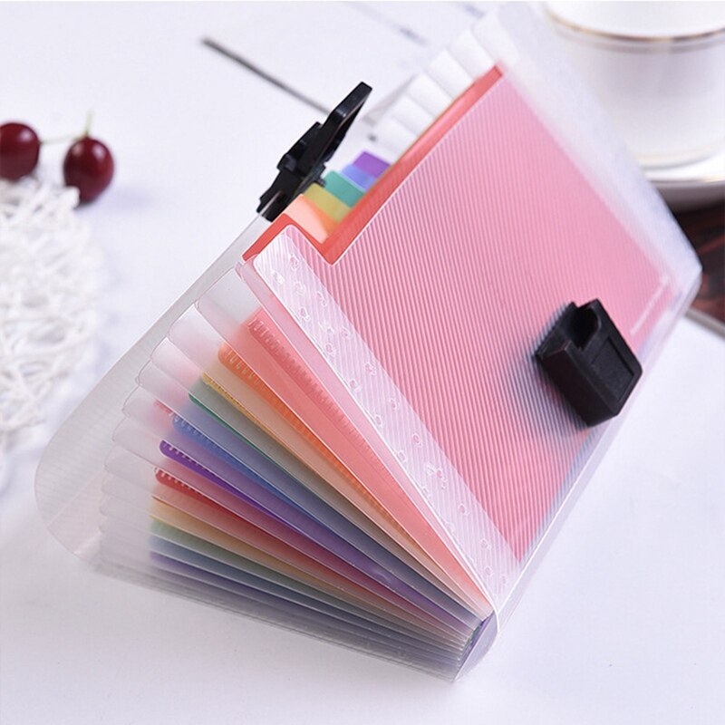 For 13 Pockets Organ Protable A6 Rainbow Expanding File Folder Office Organizer Document Holder Bag Bills Storage Box