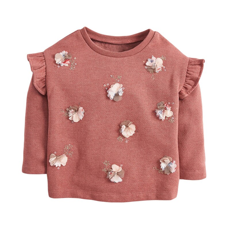 Little maven girls sweatshirts met 3d bloemenapplicaties, babymeisjes sweatshirts voor kinderen, lange mouwen, kinderkleding: 5t