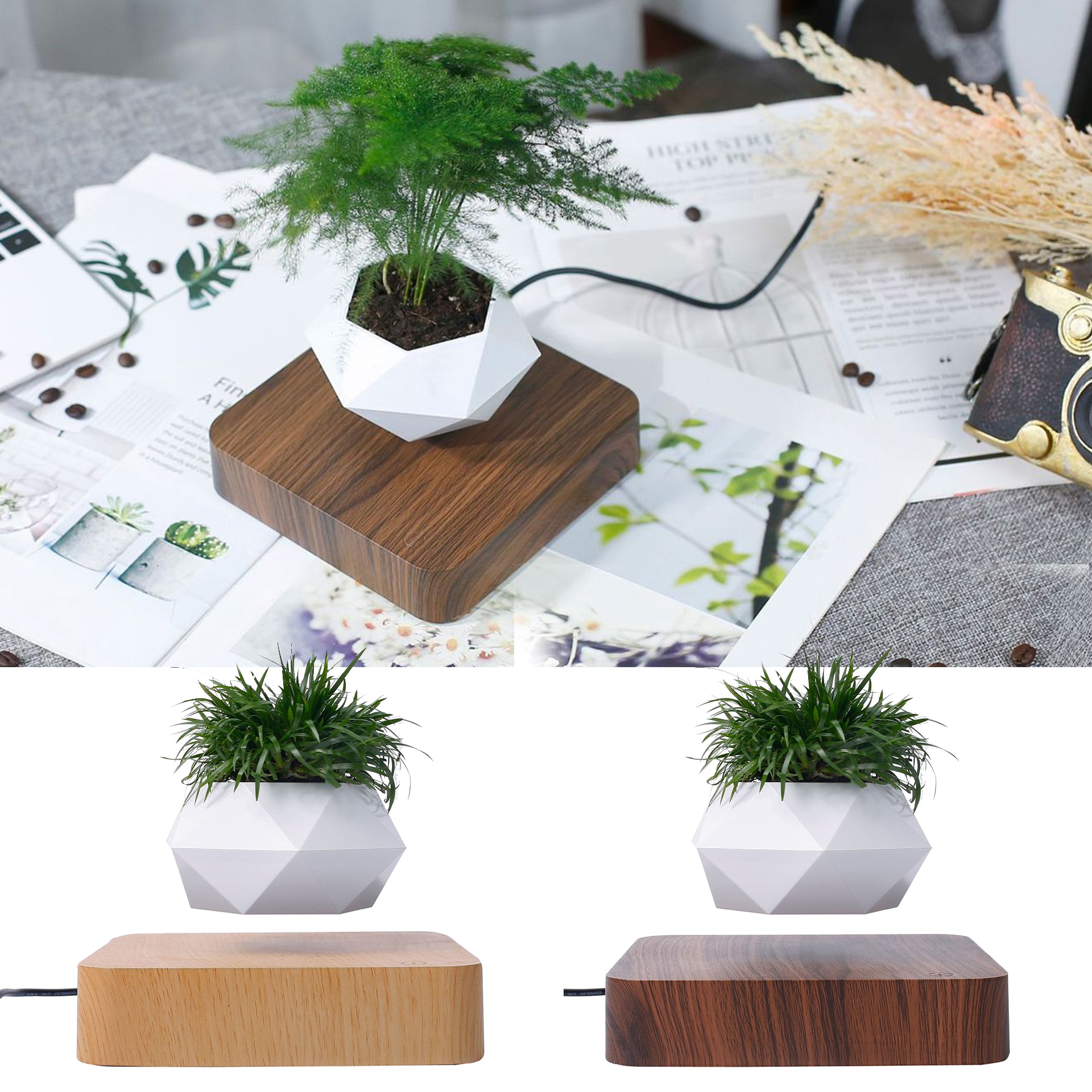 Lévitation Air bonsaï Pot Rotation fleur Pot jardinières Suspension magnétique flottant Pot en Pot plante maison bureau décor