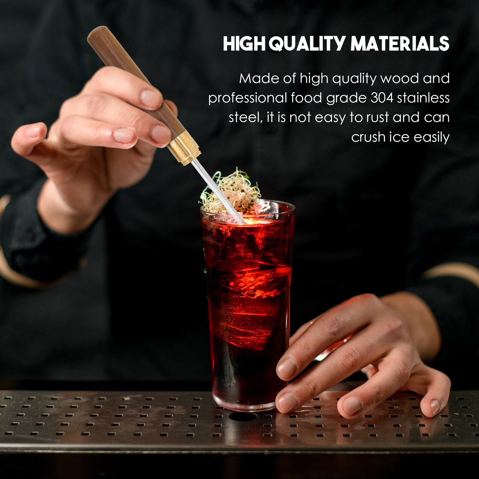 Stainless Steel Ice Pick With Wooden Handle Manual Ice Carving Tool Home Ice Crushers Ice Cone Bar Bartender Tool Kitchen Tool