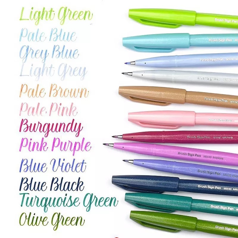 12 farver pentel touch pastel pensel sæt fleksible spids kalligrafi plumones punta pincel tegnetusser maling forsyninger