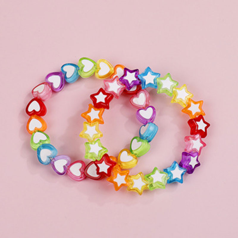 Makersland Cute Heart Star Beads Bracelet Kids Charms Beads Children Princess Hand Bracelet Jewelry