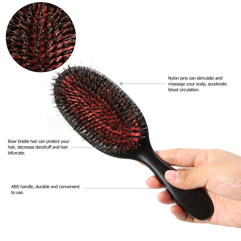 Haarborstel voor vrouwen, massage, kappersbenodigdheden, haarborstel, kam, borstels, haarkammen met zwijnenhaar, haargereedschap, voorkomt knopen