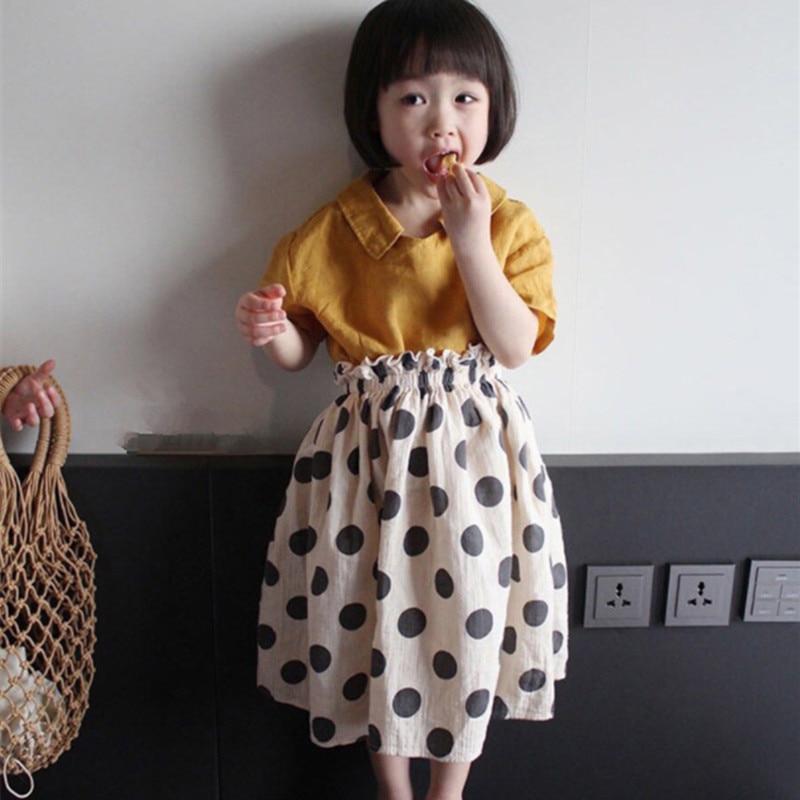 Zomer Koreaanse Stijl Katoen Linnen Baby Meisjes Stippen Rokken Kinderkleding Kinderen Bud Rokken Meisjes Kostuums