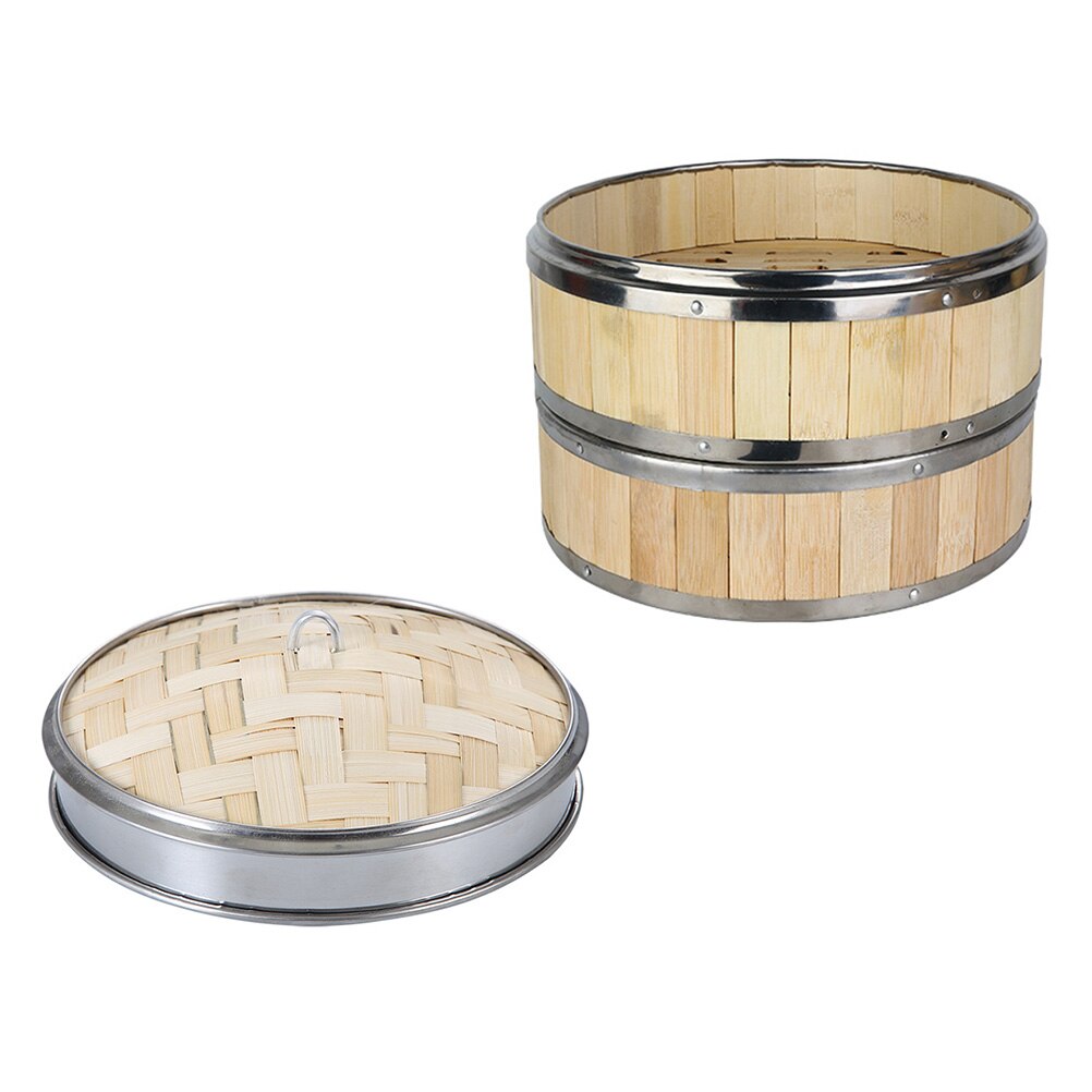 1 Set Chinese Bamboo Steamer Kitchen Food Steamer Buns Cooking Tool (Random Lid)