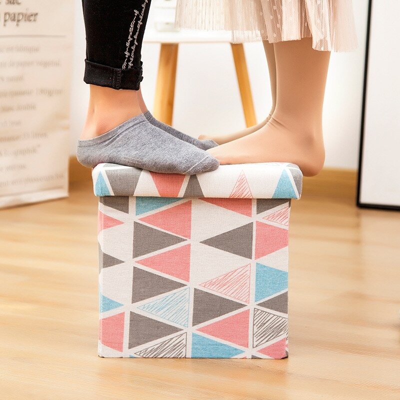 Cloth storage box foldable storage stool storage stool can sit adult multifunctional square sofa shoe changing stool ottoman