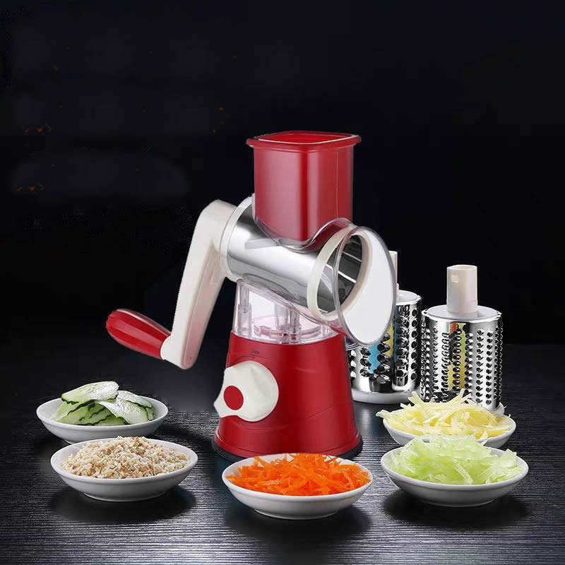 Multifunctionele Handleiding Plantaardige Spiral Slicer Chopper Mandoline Slicer Kaasrasp Slimme Groentesnijder Keuken Gereedschap: Rood