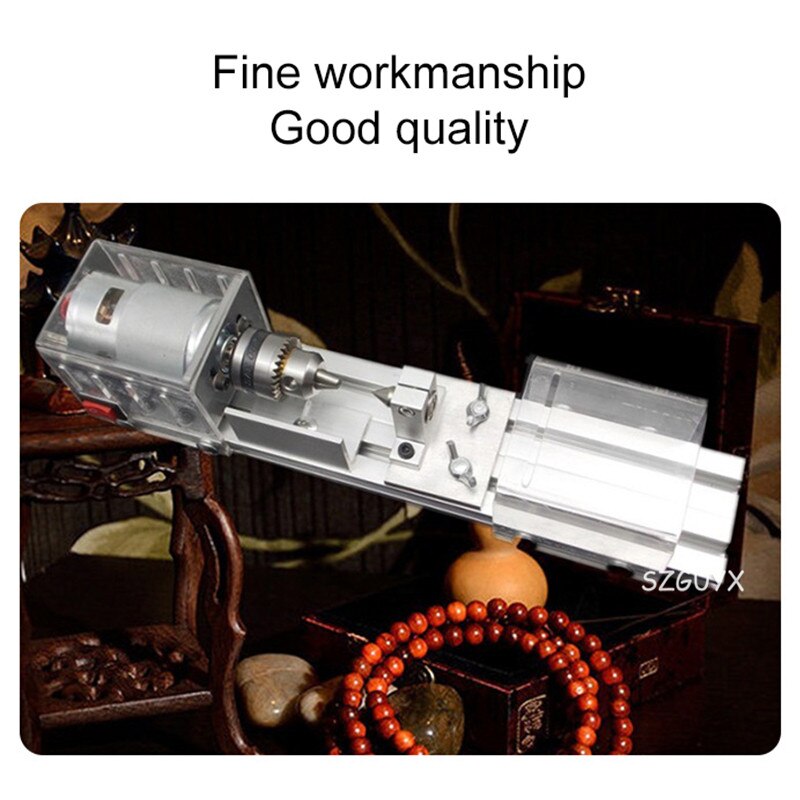 Mini DIY woodworking lathe grinding and polishing drilling tools 24DC 80W micro small lathe 0.6-6MM