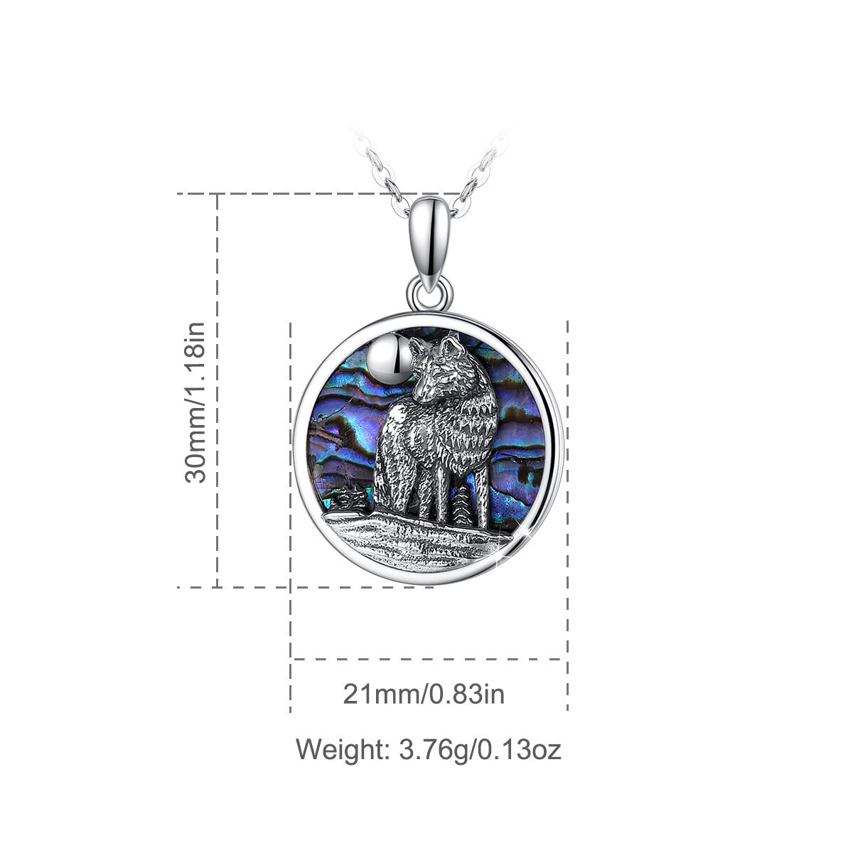 Eudora 925 sterling silber abalone muschelkopf wolfsanhänger mutter auster blau farbenfroh feine halskette schmuck für führungskraft