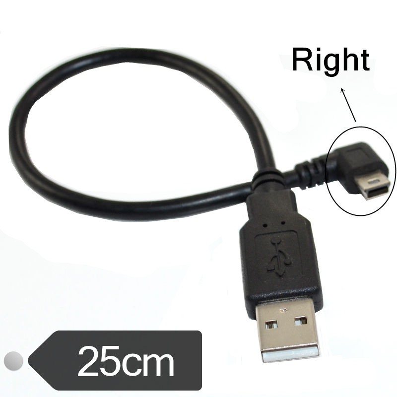 USB MINI 5Pin 5P 90° angle Male to USB 2.0 A Male Plug Data Cable 0.25m 1.5m 3m