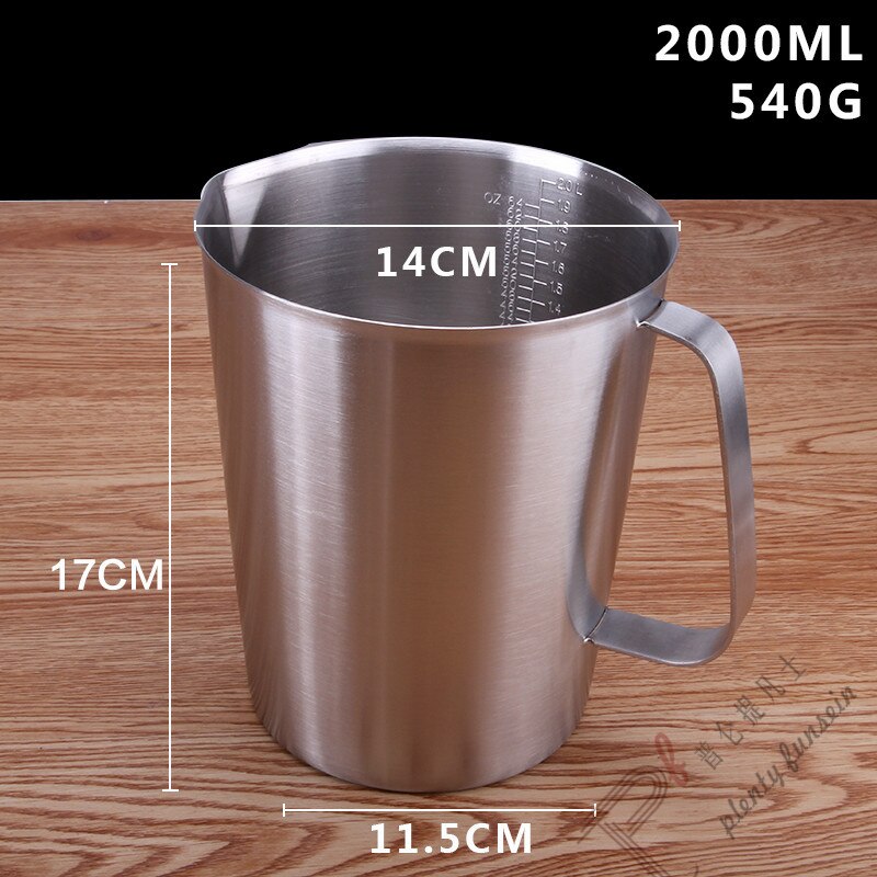 Thickened 304 stainless steel measuring scale cup graduated cylinder milk tea baking eggs spoon 500ml/700ml/1000ml/1500ml/2000ml: 2000ml