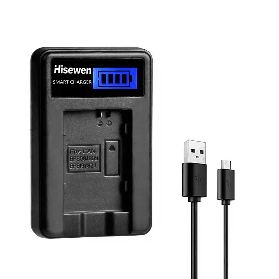 Batería de iones de litio BP-808 BP 808 de 850mAh + cargador LCD para Canon BP-827 BP 827 BP-819 BP-807 BP-809 XA10 HF20 HF10 HF100 HG20: Otros
