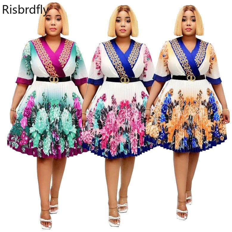 Vestidos africanos estampados para mujer, ropa africana por debajo de la rodilla para verano,