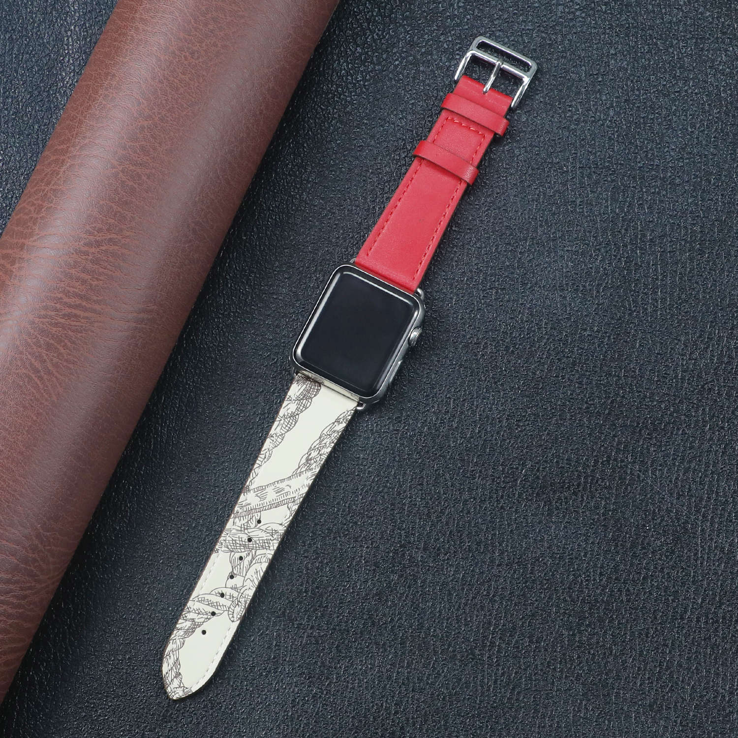 Leather band for Apple watch strap: Pink / 22mm