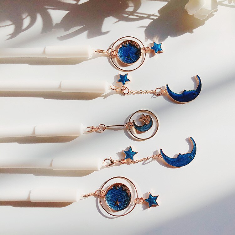 1 Pcs Sterrenhemel Ster Maan Hanger Gel Pen Kawaii Stationair 0.38mm Zwarte Inkt Leuke Pen Papelaria School levert