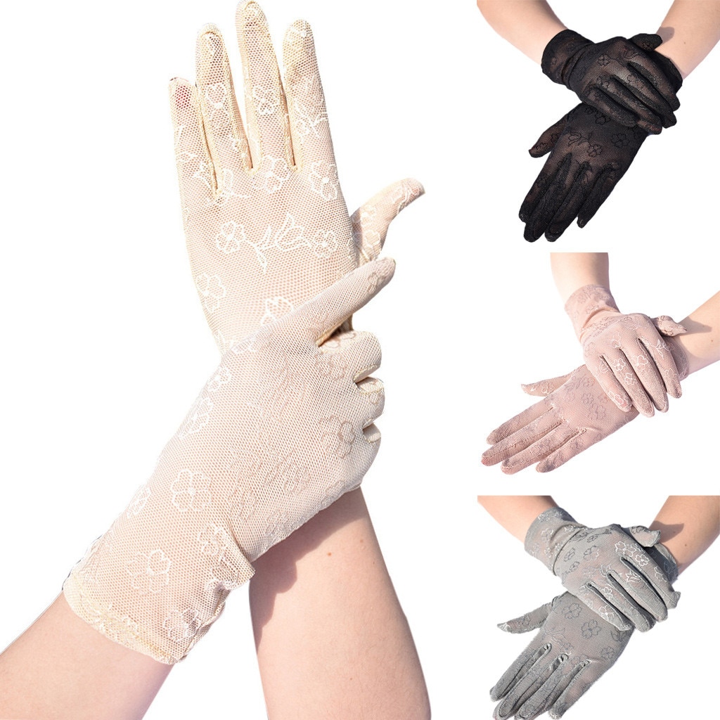 Vrouwen Mode Zomer Handschoenen Kanten Handschoenen Uv-Proof Zon Bescherming Rijden Korte Dunne Handschoenen Ademend Vrouwen Handschoenen