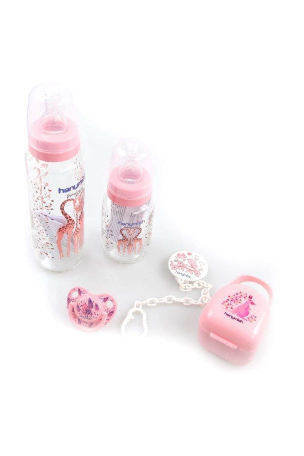5 li glas fodringsflaske og brystvorte sæt-nyfødt sæt lyserød pige fodringsflaske til børn