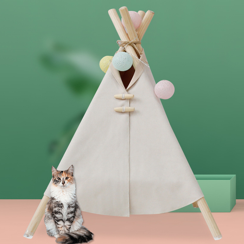 Casa tipi portátil para mascotas, tienda de campaña con cojín grueso y pizarra para interiores, casas modernas para cachorros y gatitos