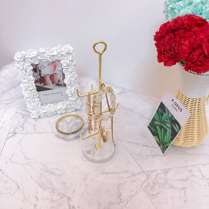 Jewelry Display Stand - Rotating Necklace Pendant Earring Holder - Metal Organizer