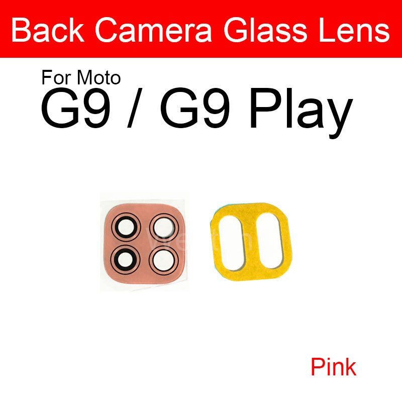 Terug Camera Lens Glas Voor Motorola Moto G9 Plus Play Power Achteruitrijcamera Lens Glas Met Sticker Vervanging Reparatie: G9 G9 Play pink