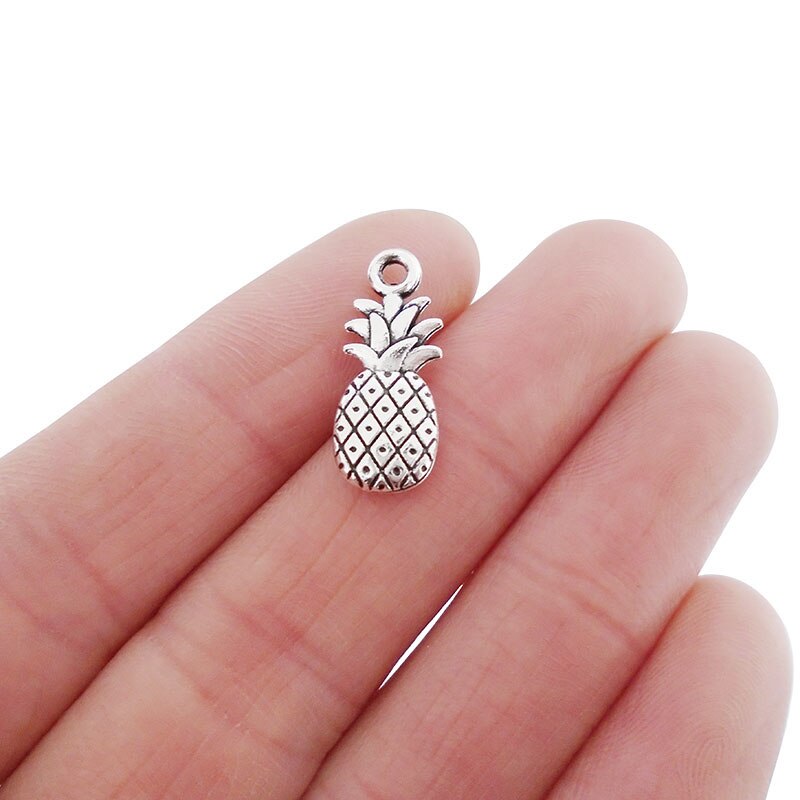 30 x Pineapple Charms Pendants Double Sided for DIY Necklace Bracelet Jewelry Making Findings 20x8mm