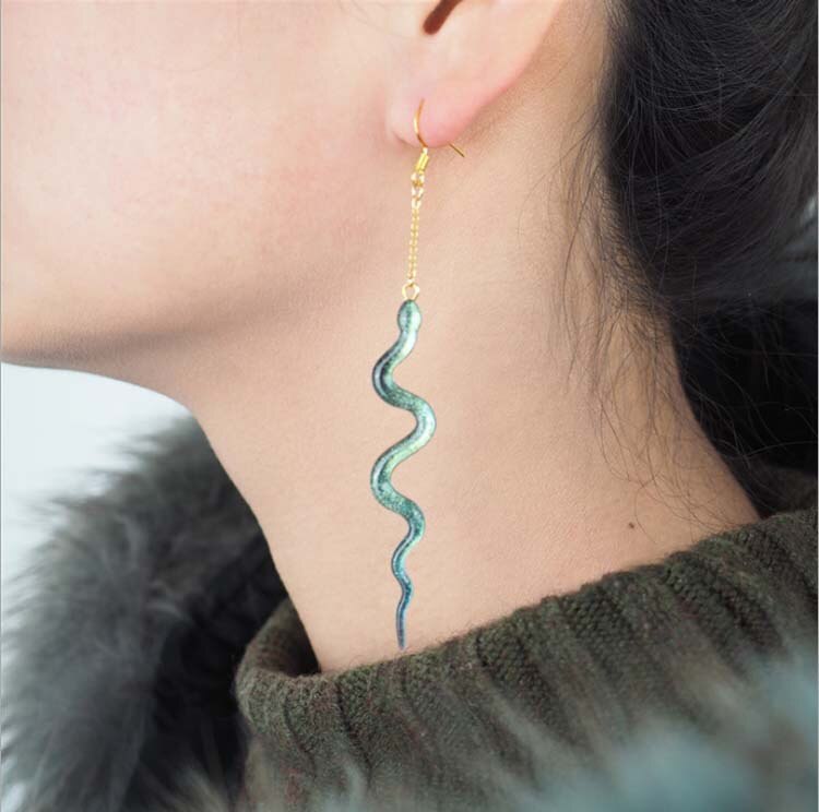 Molde de resina de silicona con forma de cabeza de serpiente para niñas, accesorios para llaveros, manualidades, de navidad