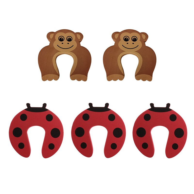 Juego de 5 piezas de protección para bebé, artefacto anticierre para bebé, antisujeción Tope de puerta de mano, tarjeta, cubierta de puerta, tope de seguridad: Rojo