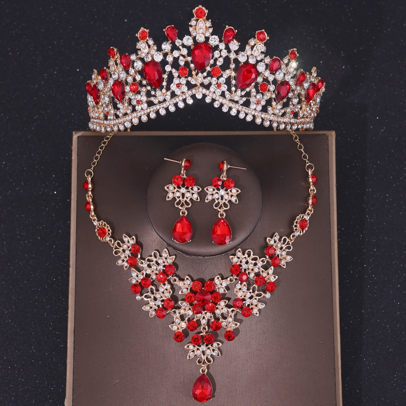 Ensemble de bijoux en cristal baroque pour patients, biscuits, diadème de Rh, diadème pour femmes, accessoires pour cheveux de mariage: Couleur or