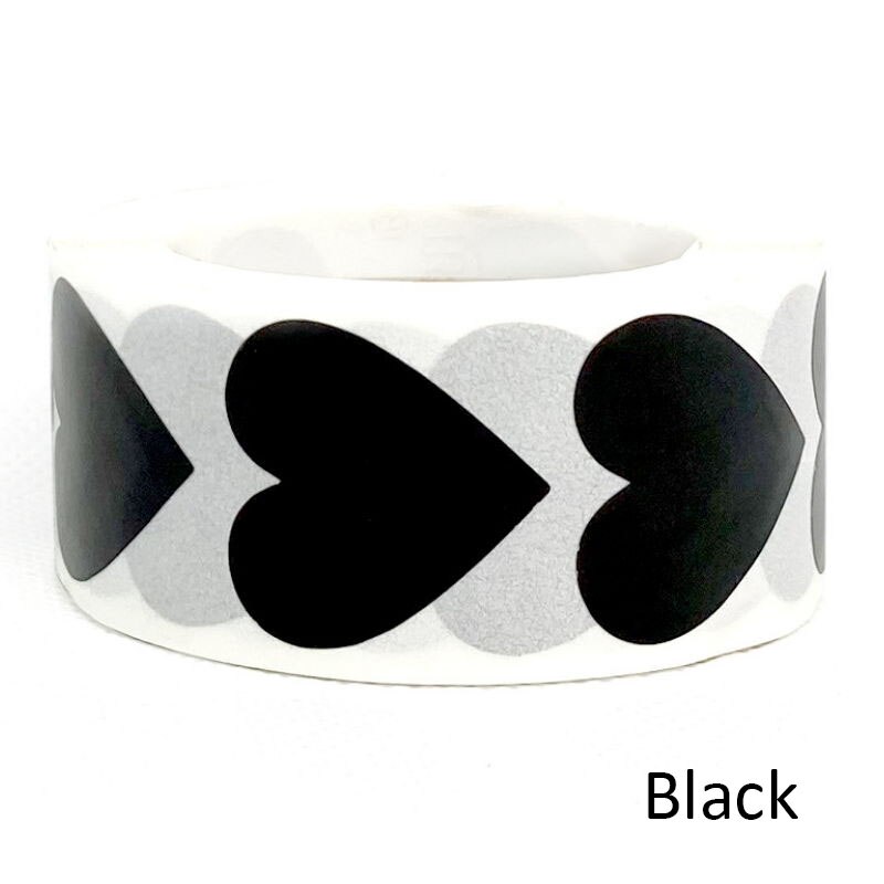 500pcs/roll Heart Shaped Blank Stickers seal Labels red stickers scrapbooking for Package wedding decoration stationery sticker: Black