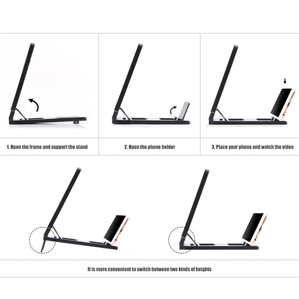 3D de vídeo HD de pantalla del teléfono amplificador Powstro teléfono móvil lupa soporte para HD Video pantalla plegable accesorios del teléfono