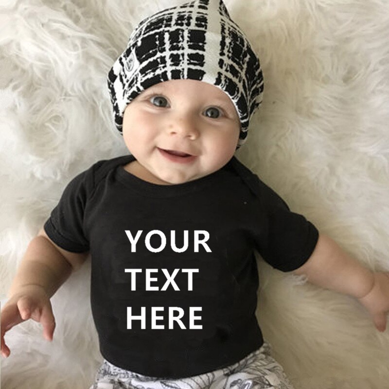 Din tekst her print baby romper nyfødt baby dreng pige onesie bomuld kortærmet spædbarn babytøj