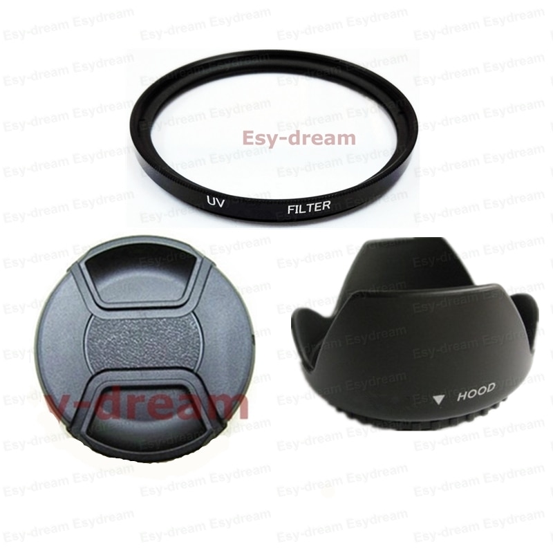 49mm 49mm Glas UV Filter + Zonnekap + Lensdop Kit voor Canon Nikon Pentax Olympus Sony camera Lenzen