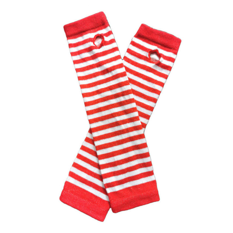 Guanti al gomito a righe da donna alla moda Guanti lunghi senza dita lavorati a maglia più caldi Guanti al gomito Accessori natalizi Regalo