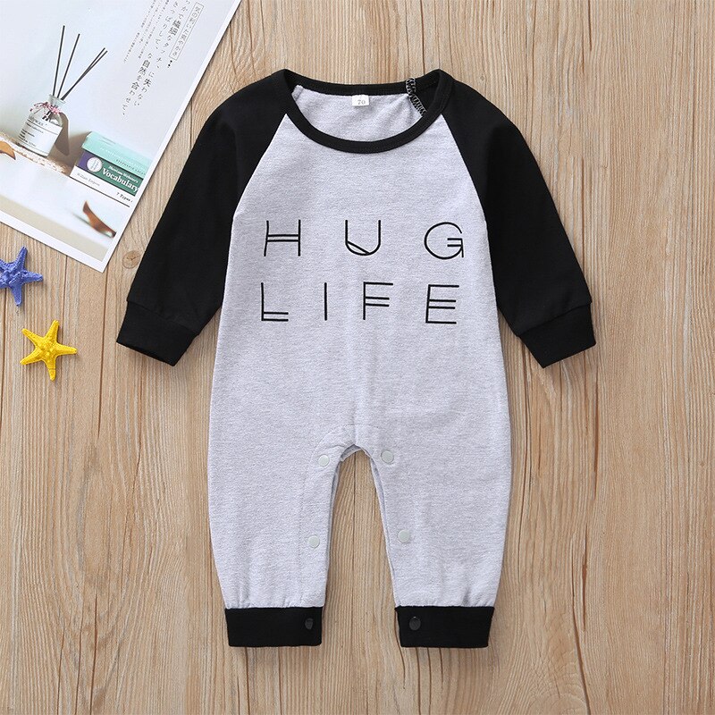 Carter Toddler Spring and Autumn Leisure Baby Boy's Letter One-piece Suit Round Neck Long Sleeve Creeper Toddler Clothes