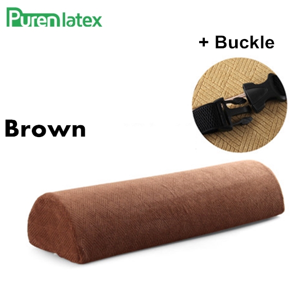 Purenlatex hukommelse skum halvcirkel pude multi formål pude nakke smerter lindring ortopædisk pude pude sengetøj pude: Brun med spænde