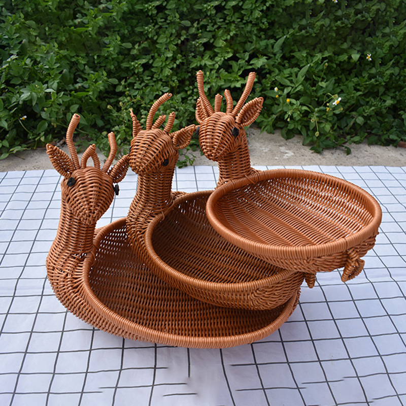 Simulated Animal Imitation Rattan Woven Storage Basket Household Storage Decoration Decoration Fruit Toy Basket Handmade Crafts