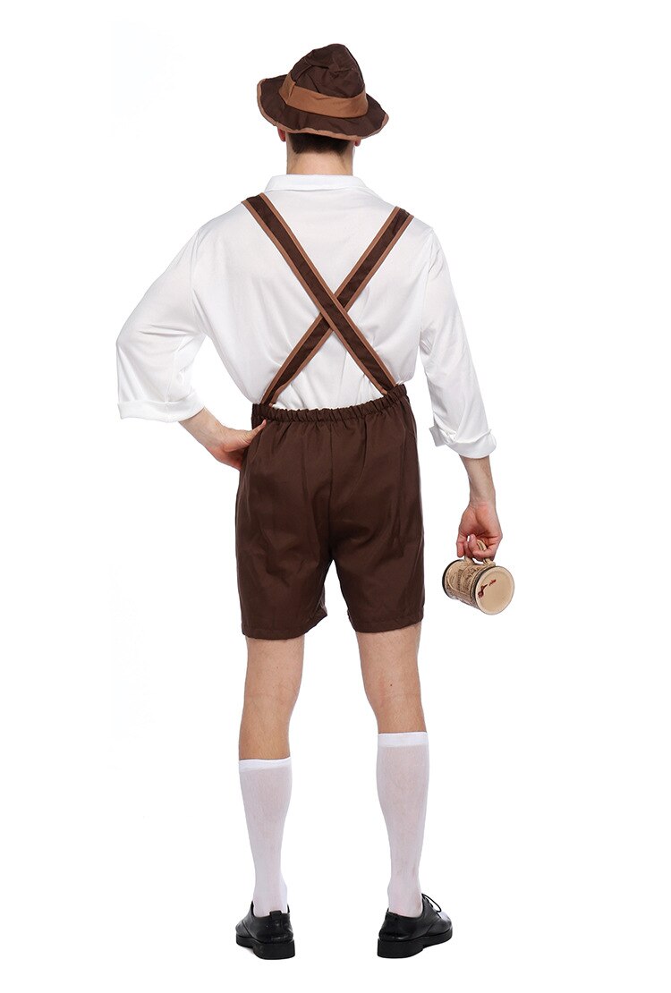 Echoine Men Oktoberfest Costumes Lederhosen Bavarian Guy German Traditional Beer Male Halloween Cosplay Festival Costume