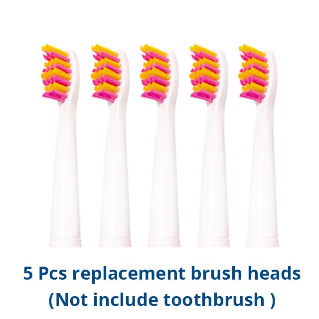 Adulto sônico escova de dentes elétrica seago SG-507 recarregável 5 modos profunda oral limpo macio dupont cerdas cabeças escova: 5pink heads
