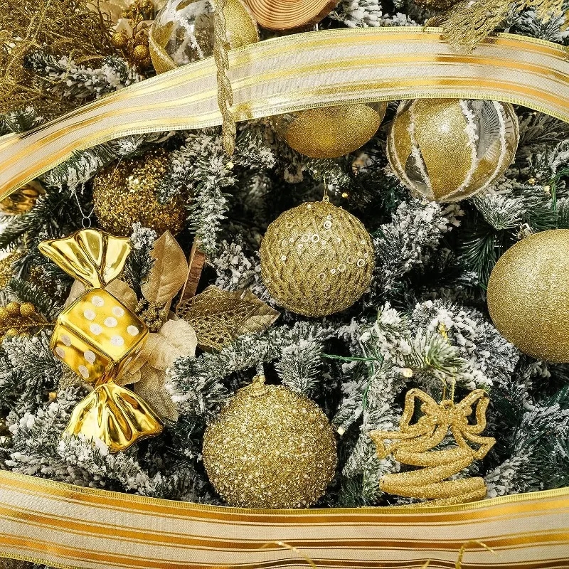 8cm/12pz impostato di palline di natale dipinte con paillettes luccichio oro argento decorazioni pendenti in plastica per la casa ornamento dell'albero di natale